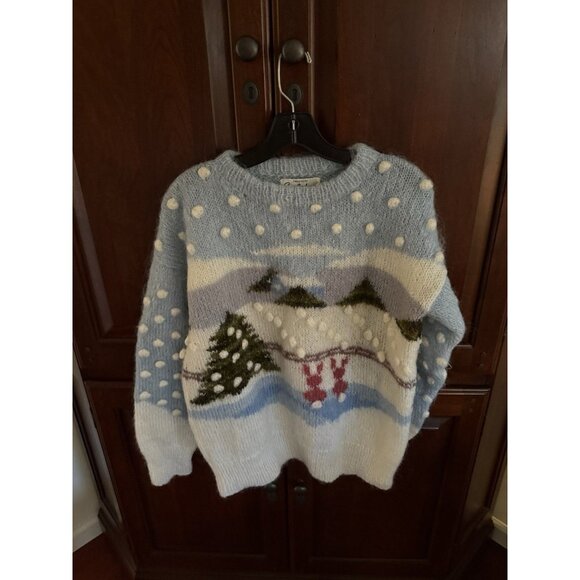 Vintage Susie Lee Mohair Wool Hand Knitted Sweater Cottage Core Made in England - Picture 1 of 16